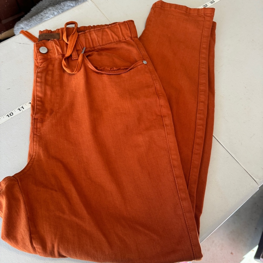 Judy Blue - Double Cuff Joggers - Garment Dyed - Orange - 14w